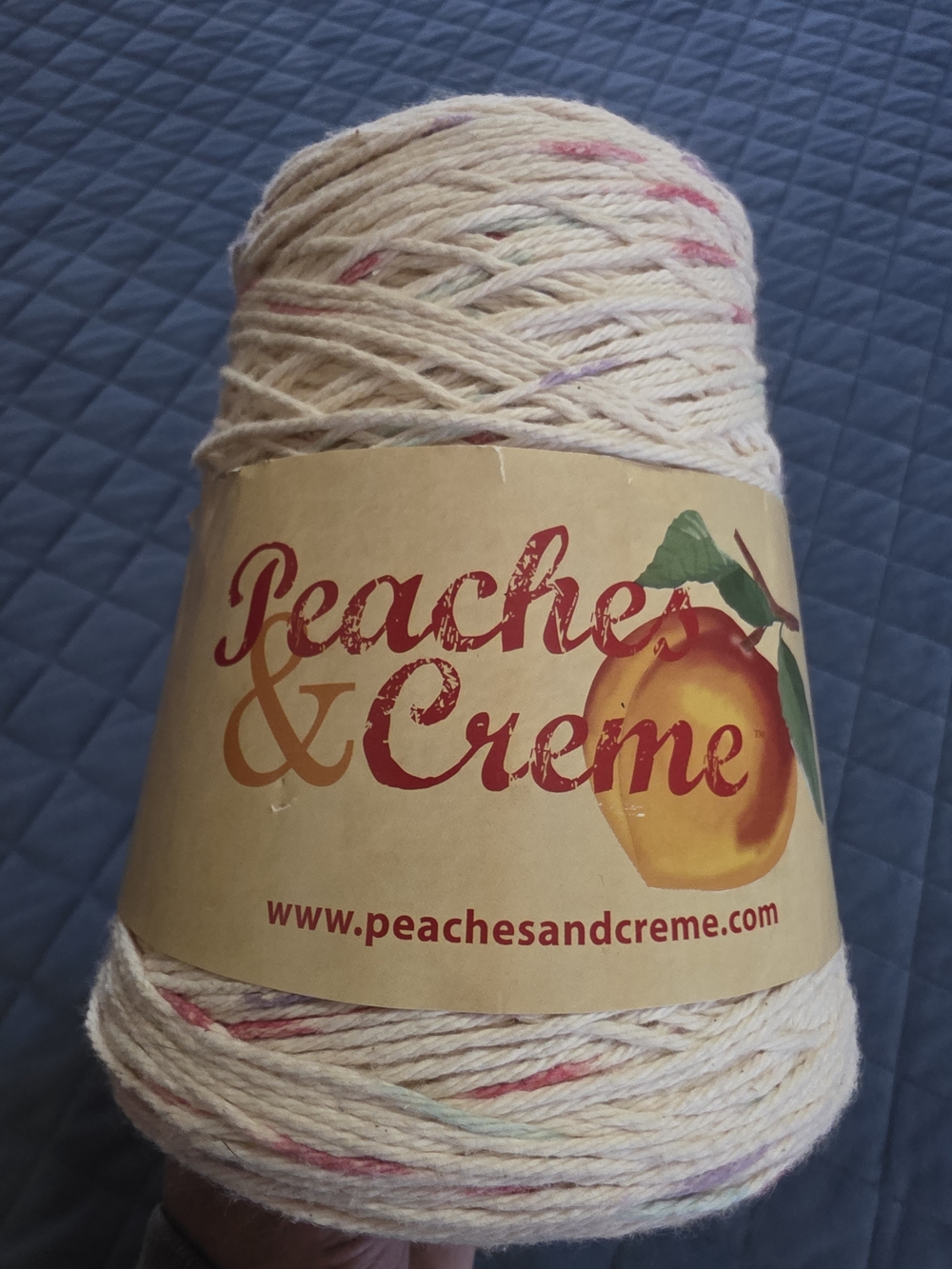 Peaches & Creme Pastel Speckled Cotton Yarn - Cream with Pink & Mint